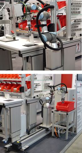 On modern workstation systems, cobots provide support with assembly, inspection and material supply